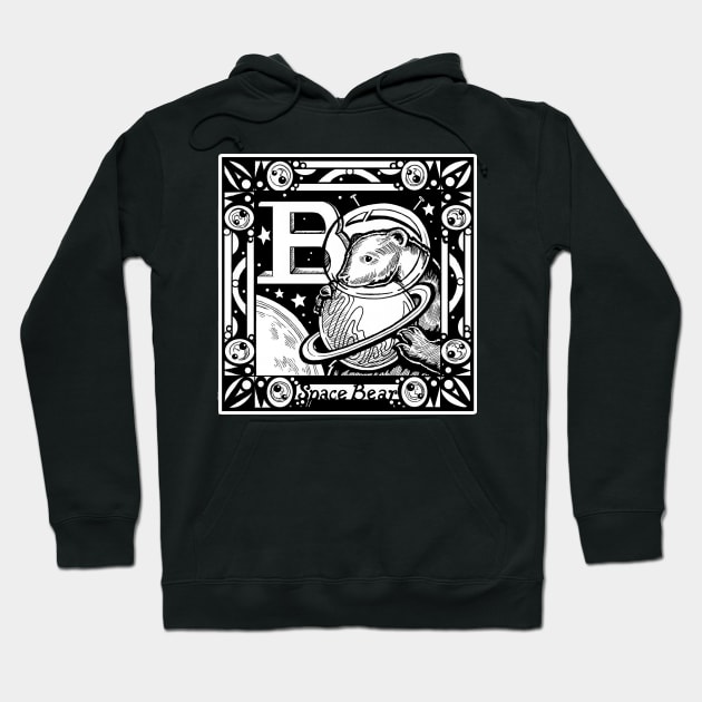 B is For Bear - White Outlined Version Hoodie by Nat Ewert Art